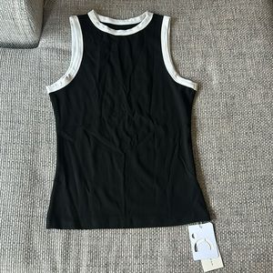 Super cute black tank with white trim
